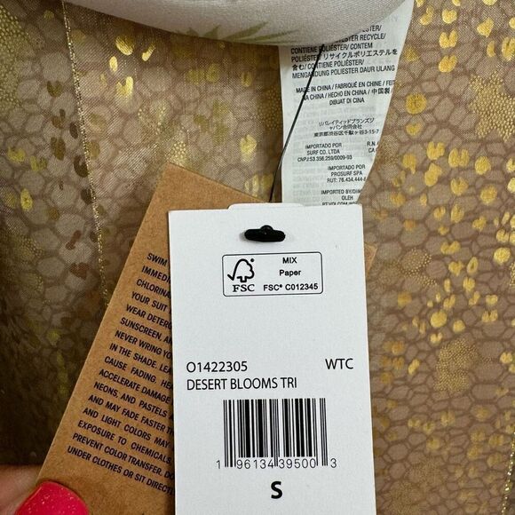 Volcom Desert Blooms Floral Orange Green Triangle Bikini Top Small NWT - Picture 5 of 8